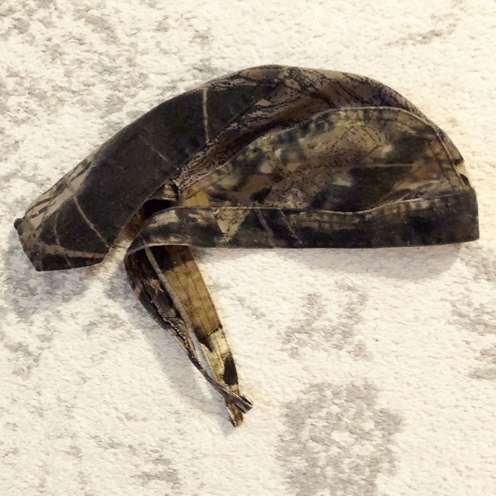 Vintage brown & green camo motorcycle do-rag